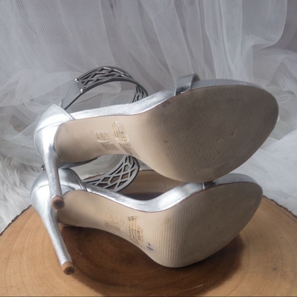 BCBG MAXAZRIA Silver Shoes with Ankle Cuff Detail Women Size 6.5 - Picture 9 of 15